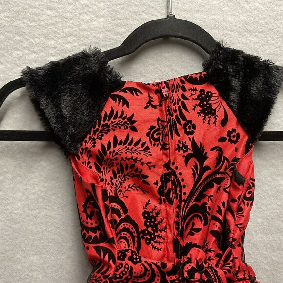 Wonder Nation Girls Red Special Occasion Dress Size 5 Holiday Ties Faux Fur - Picture 3 of 12